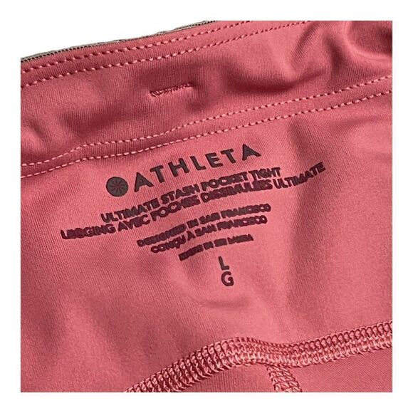 Athleta Leggings Women’s L Pink Ultimate Stash Pocket Tight Pockets 26” Crop - Picture 2 of 14